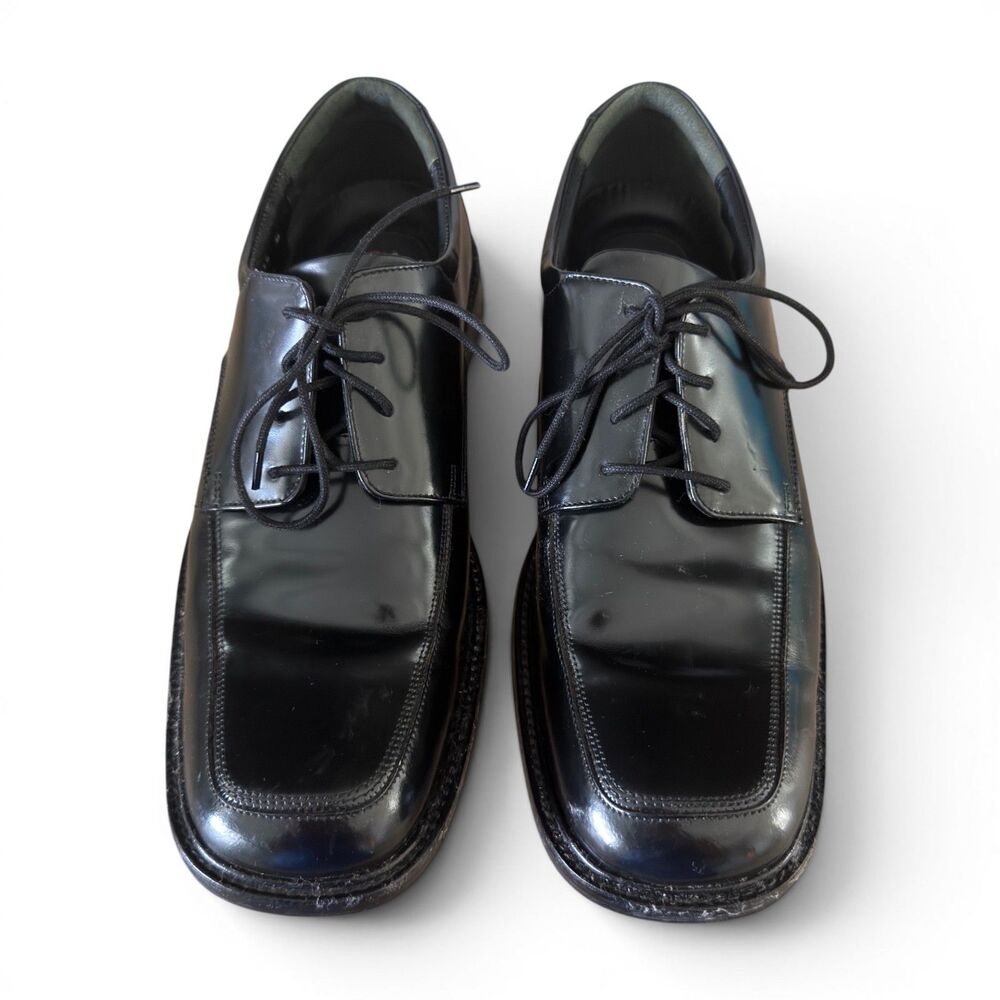 Bostonian 2POD Mens 9M Black Leather Apron Toe Derby Dress Shoes Comfort